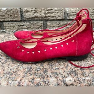 Barneys New York red suede shoes